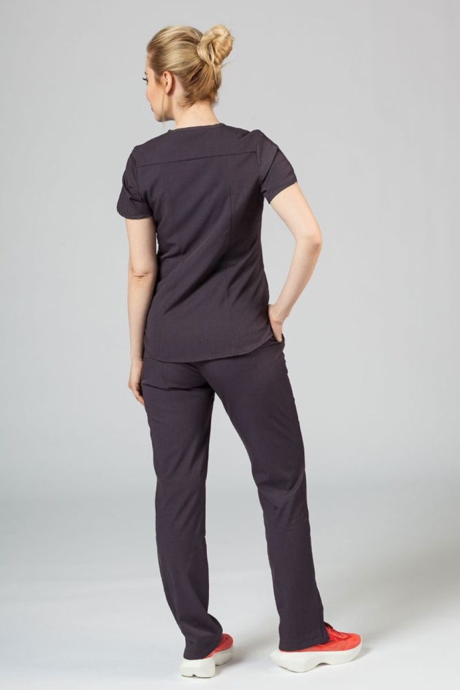 Ona Adar Medical Uniforms | Komplet Medyczny Adar Uniforms Yoga Grafitowy (Z Bluza Modern - Elastic)