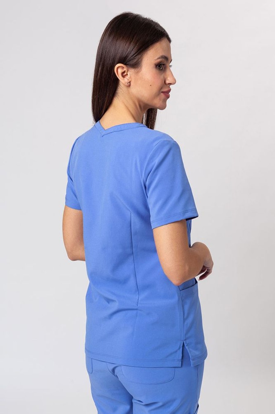 Ona Maevn Uniforms | Bluza Medyczna Damska Maevn Momentum Double V-Neck Klasyczny Blekit