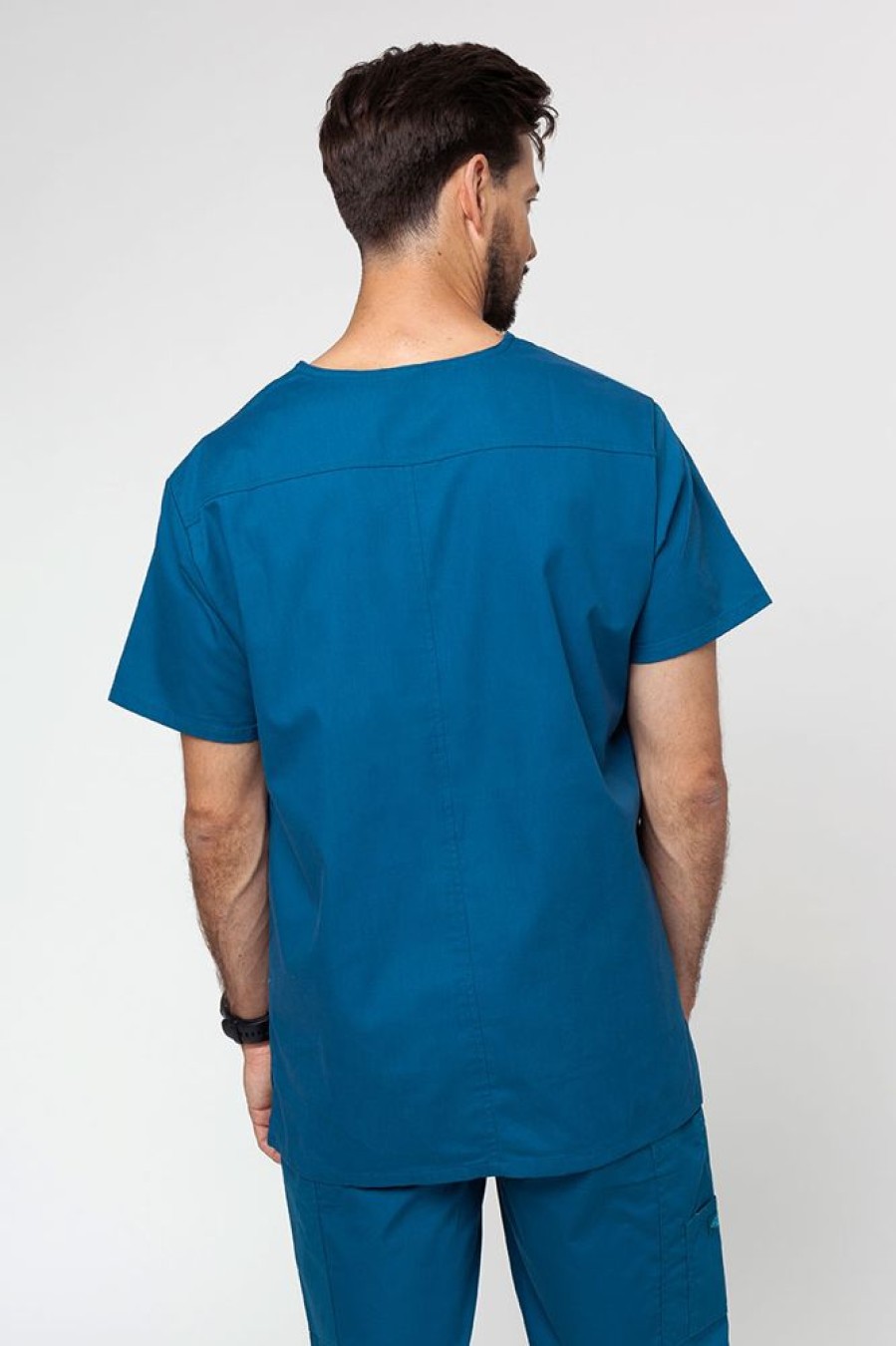 On Dickies | Bluza Medyczna Meska Dickies Eds Signature Men V-Neck Karaibski Blekit