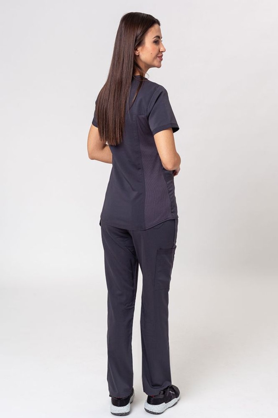 Ona Dickies | Komplet Medyczny Damski Dickies Balance (Bluza V-Neck, Spodnie Mid Rise) Szary