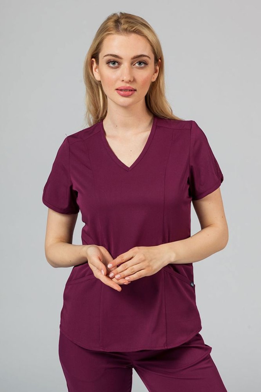 Ona Adar Medical Uniforms | Komplet Medyczny Adar Uniforms Yoga Wisniowy (Z Bluza Modern - Elastic)