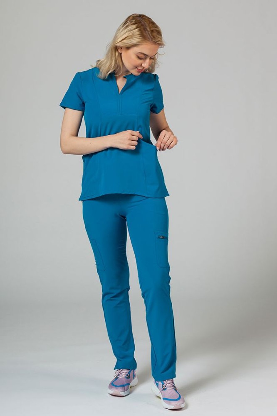 Ona Adar Medical Uniforms | Spodnie Damskie Adar Uniforms Skinny Leg Cargo Krolewski Granat