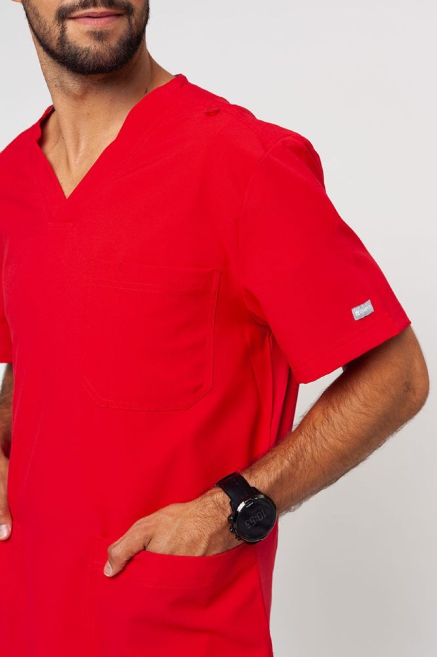 On Maevn Uniforms | Bluza Medyczna Meska Maevn Momentum Men V-Neck Czerwona