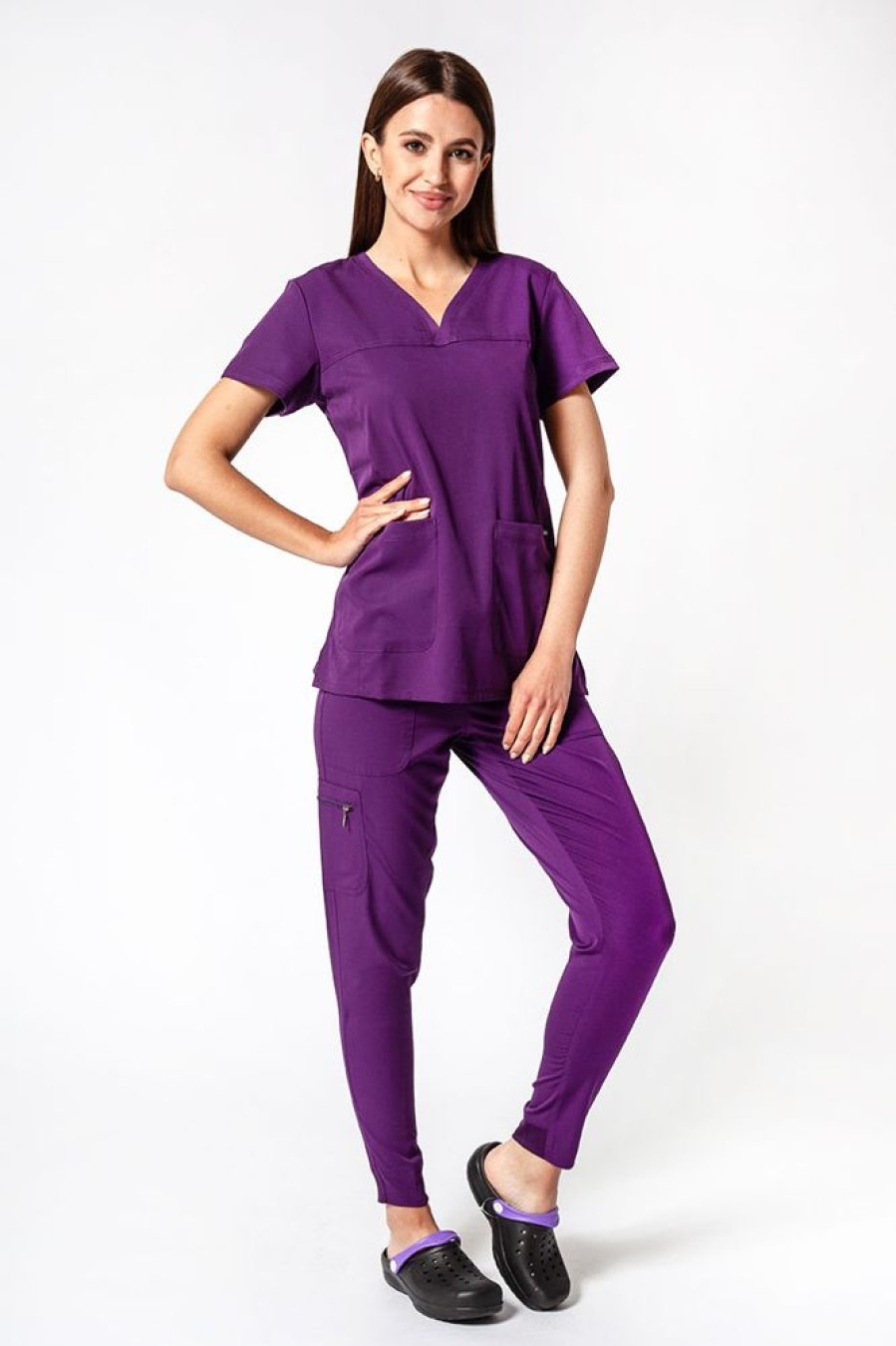 Ona Adar Medical Uniforms | Bluza Damska Adar Uniforms Sweetheart Fioletowa