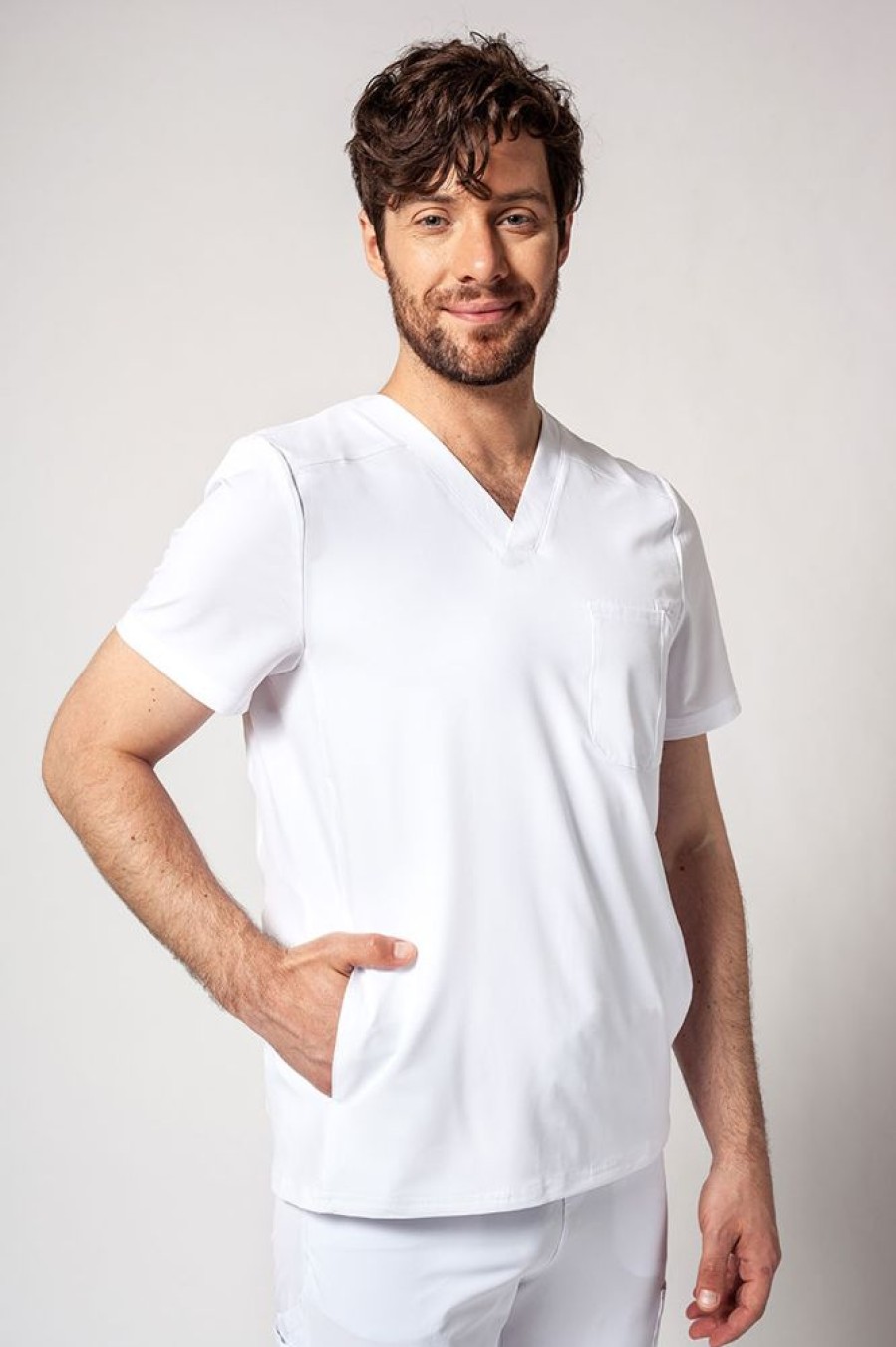 On Adar Medical Uniforms | Komplet Medyczny Meski Adar Cargo Bialy (Z Bluza Modern)