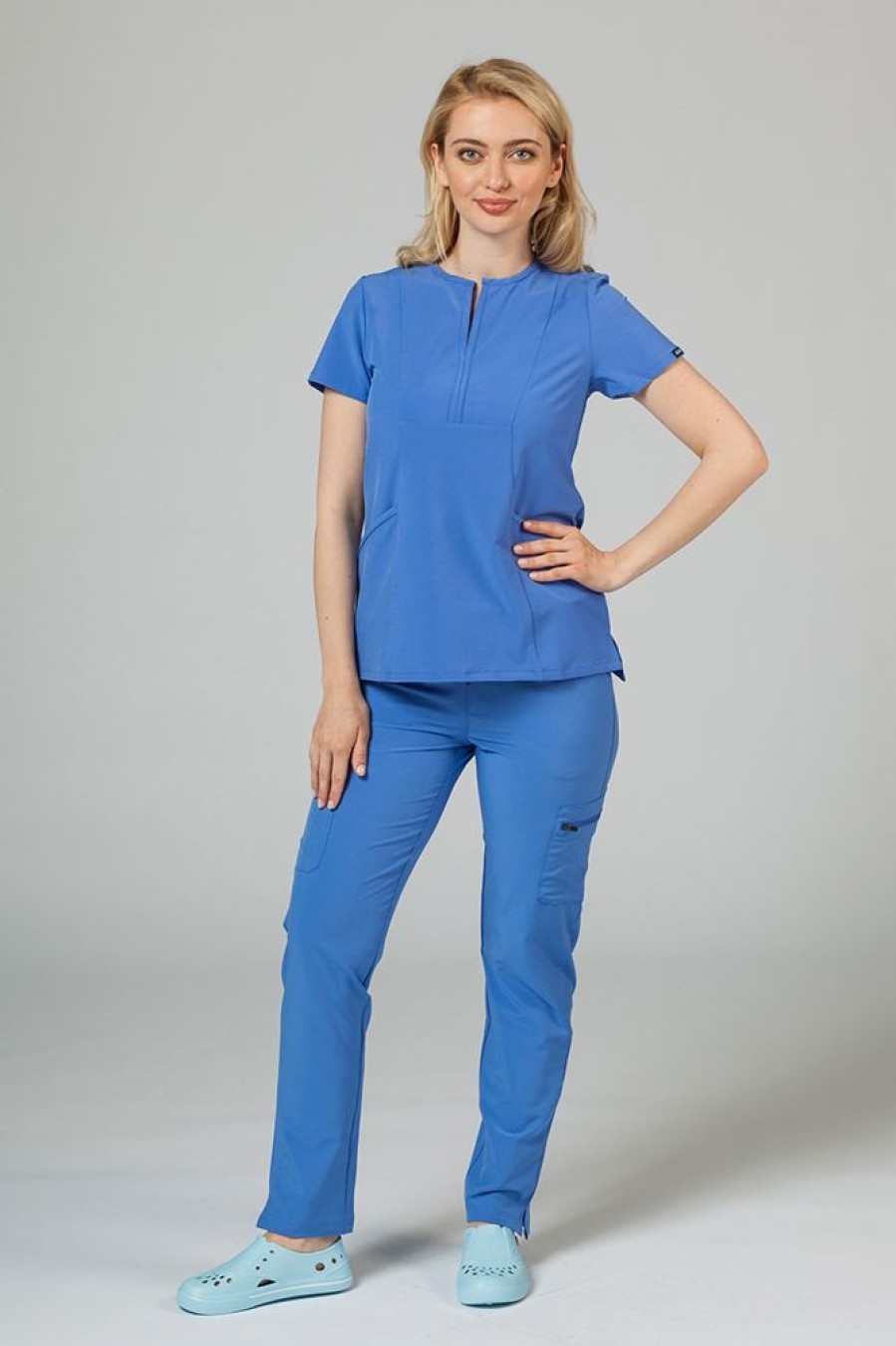 Ona Adar Medical Uniforms | Spodnie Damskie Adar Uniforms Skinny Leg Cargo Klasyczny Blekit