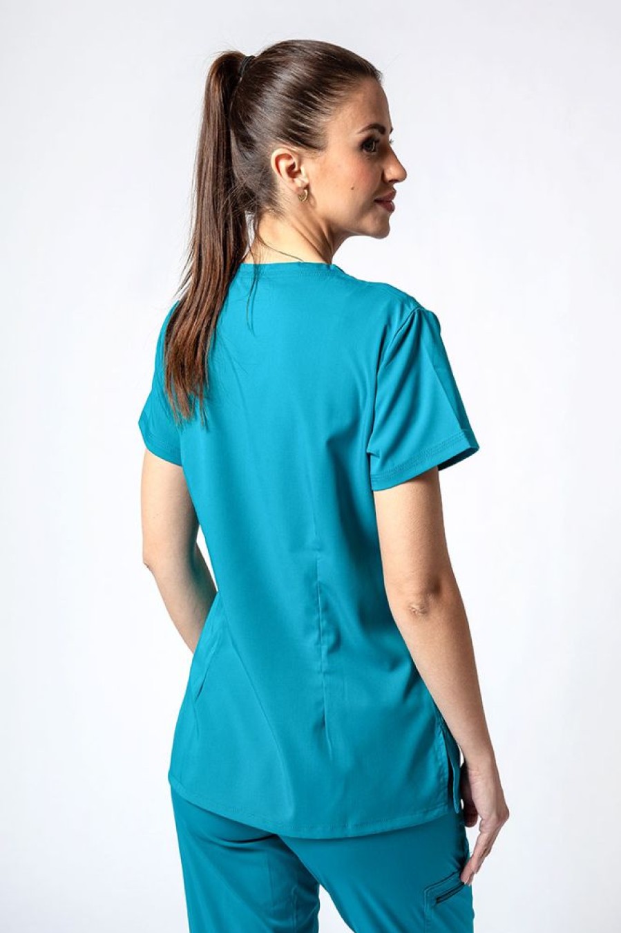 Ona Adar Medical Uniforms | Bluza Damska Adar Uniforms Sweetheart Morski Blekit