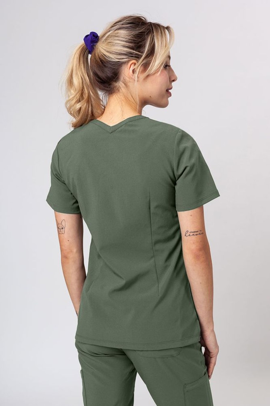 Ona Maevn Uniforms | Bluza Medyczna Damska Maevn Momentum Double V-Neck Oliwkowa