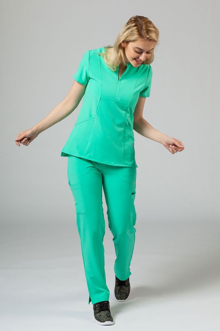 Ona Adar Medical Uniforms | Bluza Damska Adar Uniforms Notched Jasnozielona