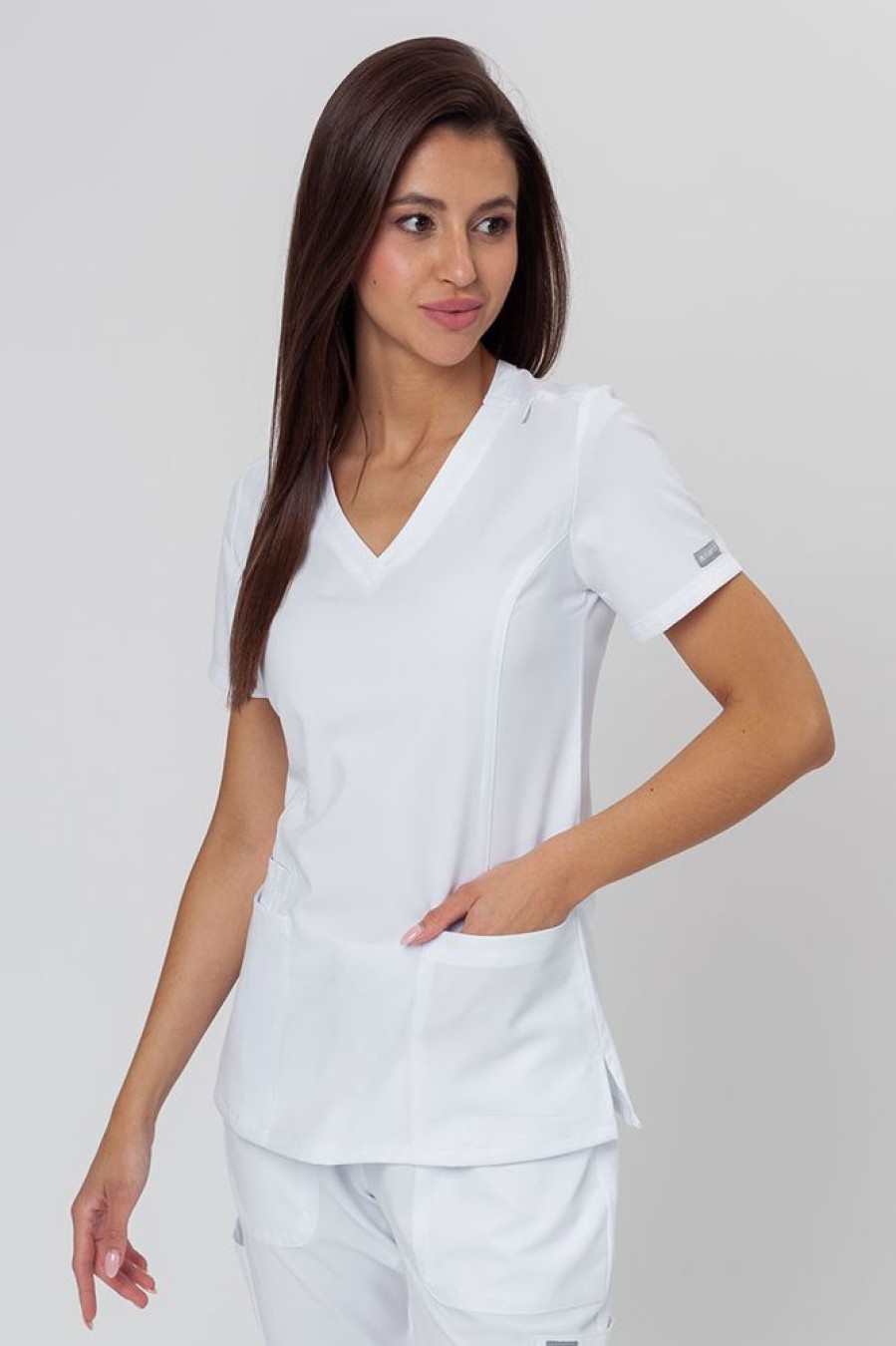 Ona Maevn Uniforms | Komplet Medyczny Damski Maevn Momentum (Bluza Double V-Neck, Spodnie 6-Pocket) Bialy