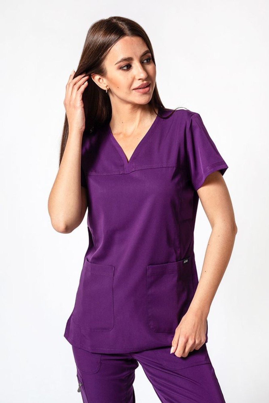 Ona Adar Medical Uniforms | Komplet Medyczny Adar Uniforms Ultimate Fioletowy (Z Bluza Sweetheart - Elastic)