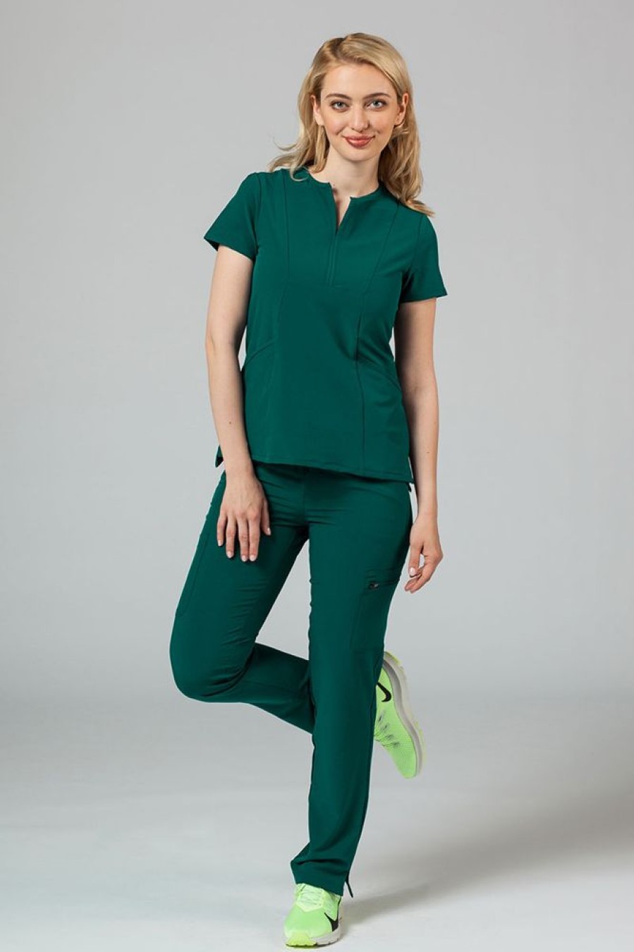 Ona Adar Medical Uniforms | Spodnie Damskie Adar Uniforms Skinny Leg Cargo Butelkowa Zielen