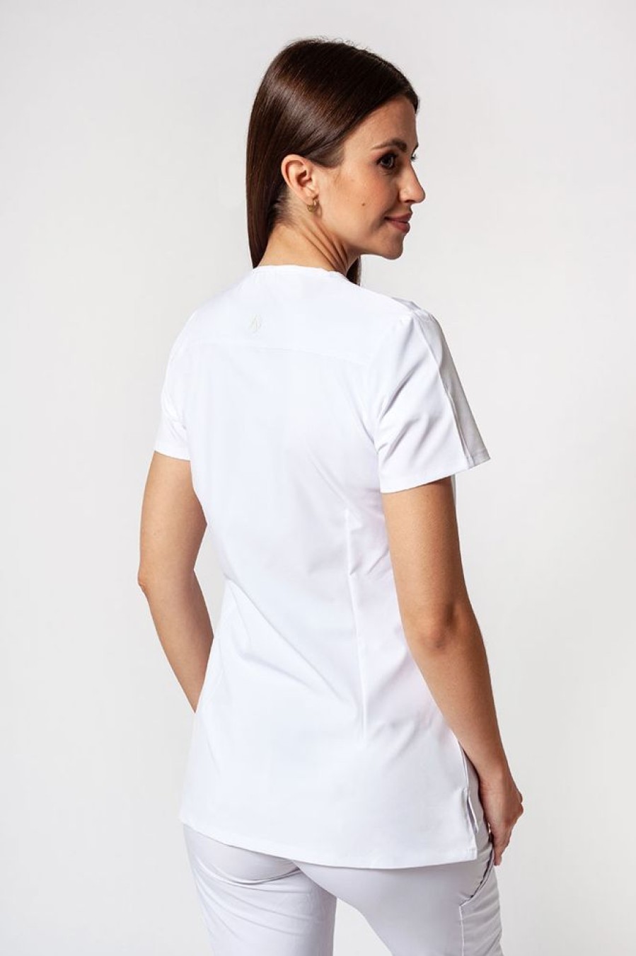 Ona Adar Medical Uniforms | Bluza Damska Adar Uniforms Notched Biala