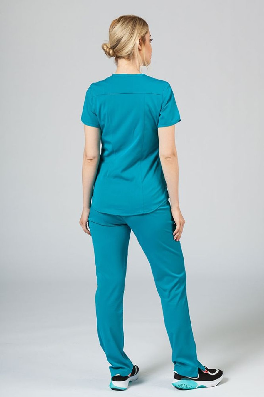 Ona Adar Medical Uniforms | Komplet Medyczny Adar Uniforms Yoga Morski Blekit (Z Bluza Modern - Elastic)