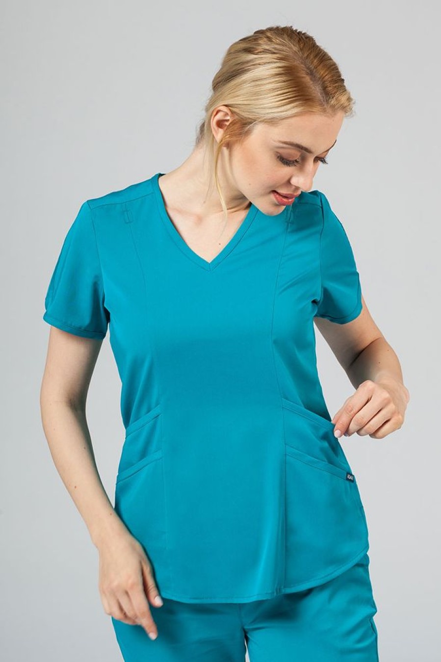 Ona Adar Medical Uniforms | Komplet Medyczny Adar Uniforms Yoga Morski Blekit (Z Bluza Modern - Elastic)