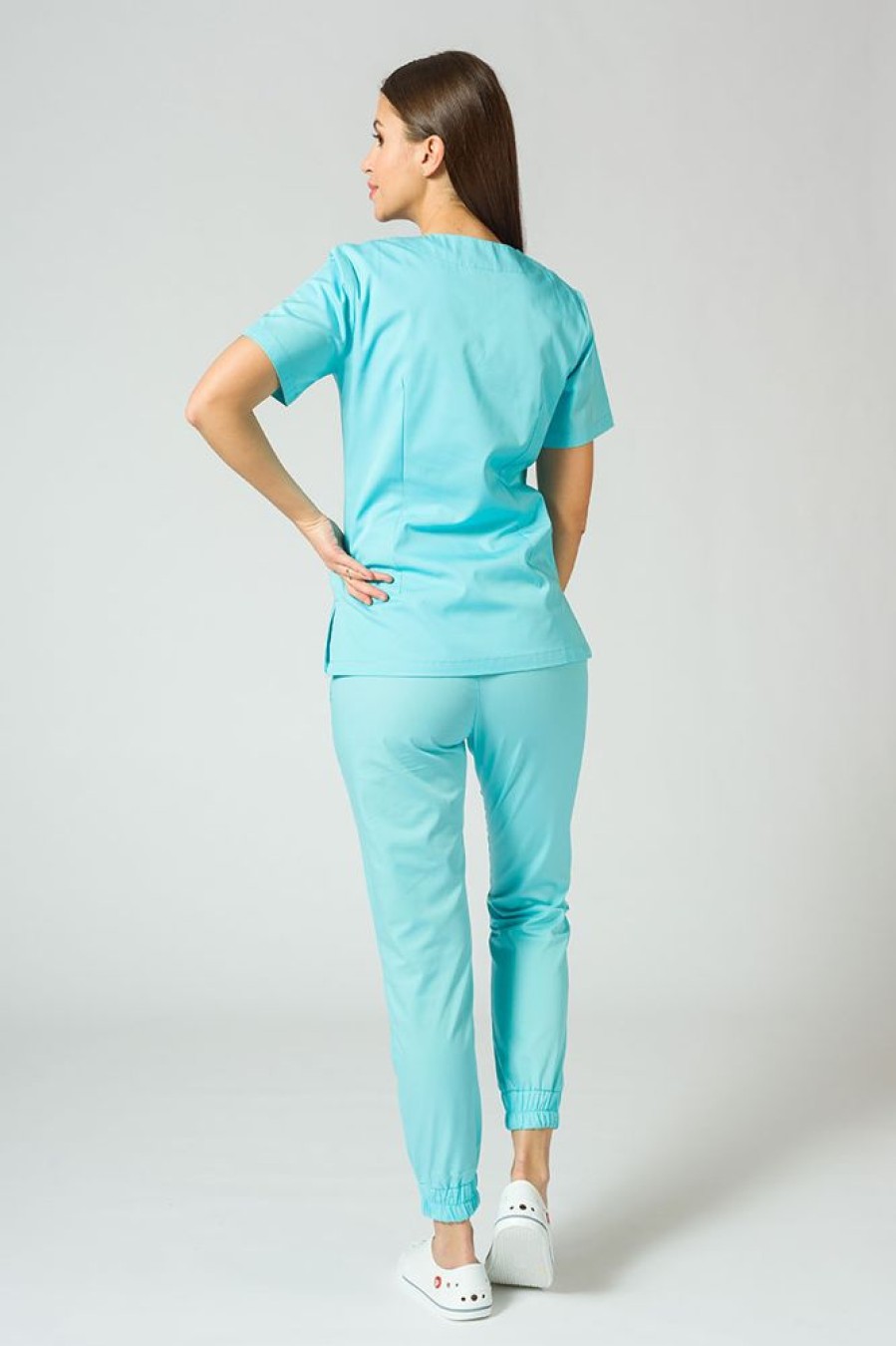 Ona Sunrise Uniforms | Komplet Medyczny Damski Sunrise Uniforms Basic Jogger (Bluza Light, Spodnie Easy) Aqua