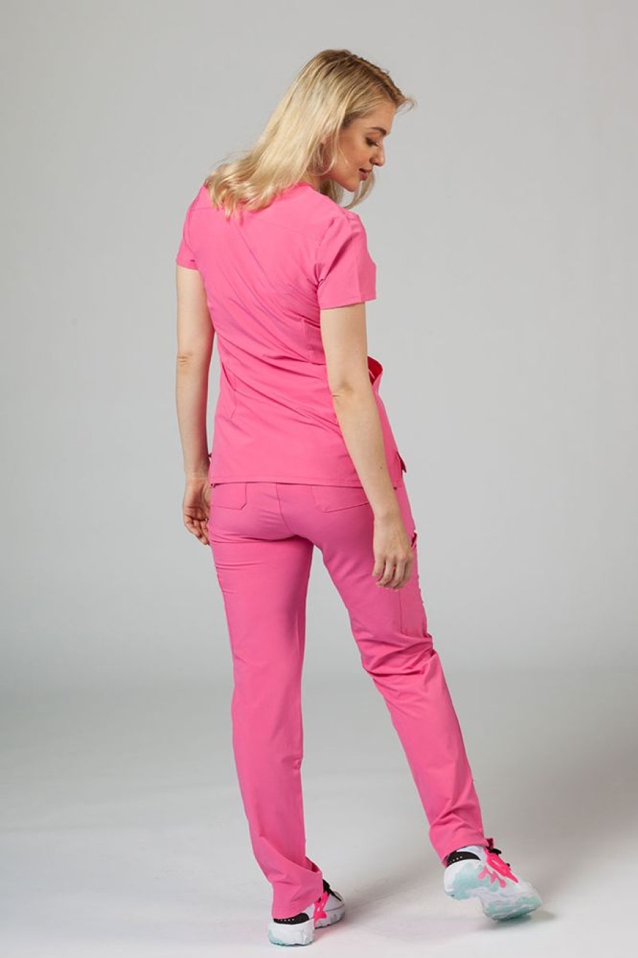 Ona Adar Medical Uniforms | Komplet Medyczny Adar Uniforms Cargo Rozowy (Z Bluza Notched - Elastic)